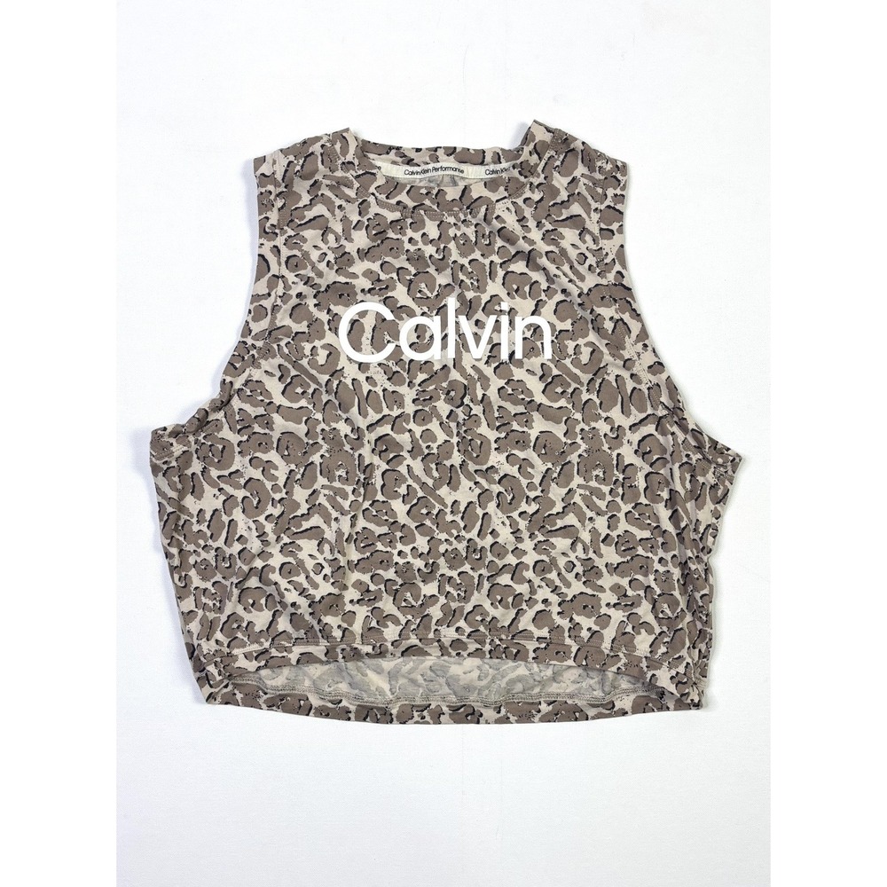 Calvin Klein Performance Tank Top Women's Medium Leopard Animal Print Athletic